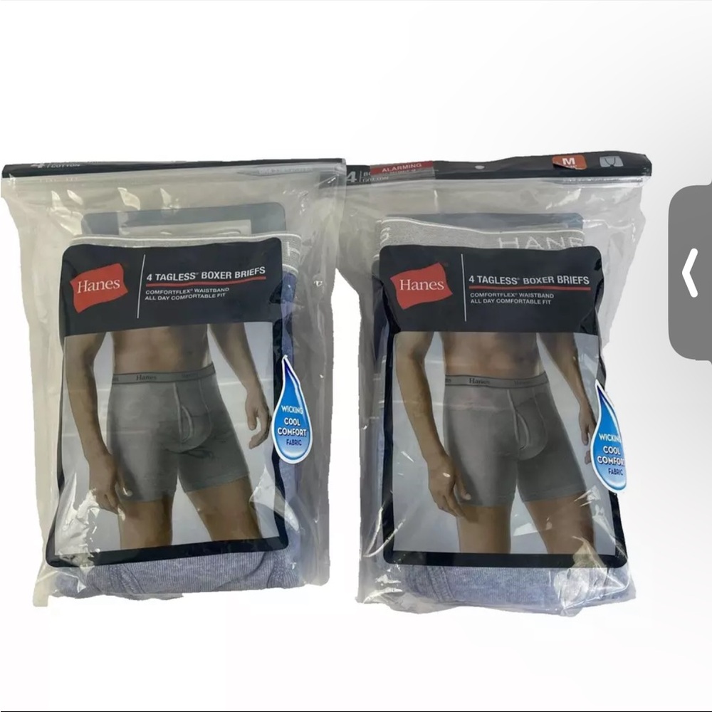 (2) 4 Pack Hanes Tagless Boxer Briefs Sz M (32-34)  Blue 8 Total Pair NWT
